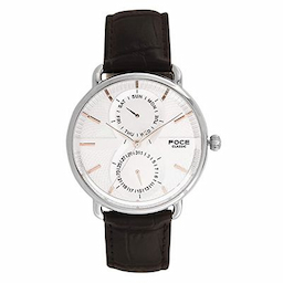 Foce Men Silver-Toned Leather Analogue Watch FCMW11SSL