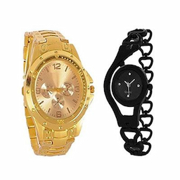 Blutech full gold for mens and black jali womens and girls Watch - For Men & Women Blutech full gold for mens and black jali womens and girls Watch - For Men & Women